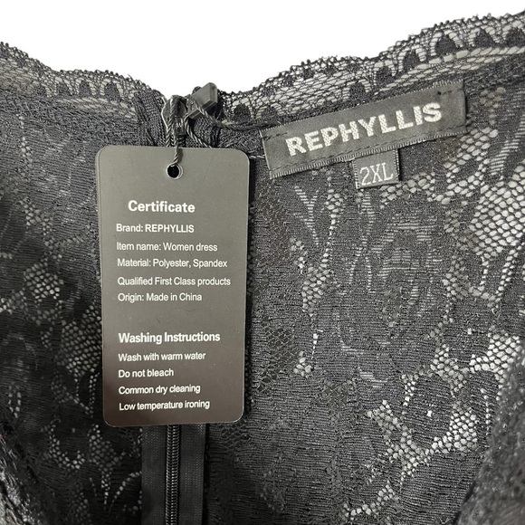 Rephyllis Retro Floral Lace Formal Dress Full Length Black Size 2XL - Picture 7 of 7